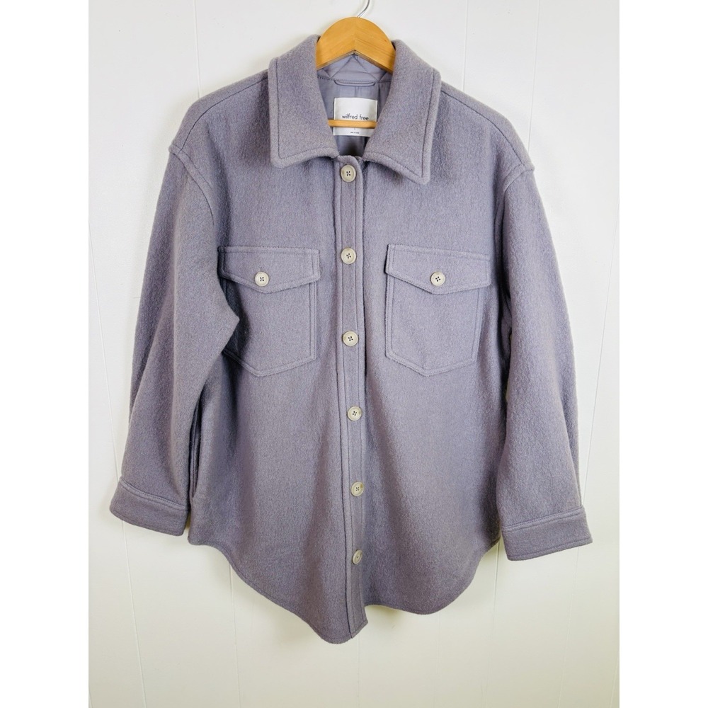 Wilfred Free Womens Large Lavendar Merino Wool The Ganna Utility Shirt Jacket